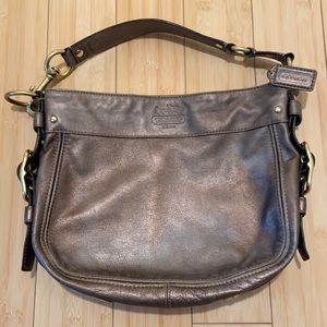 Coach Bag, Bronze shimmer colored leather with Brass accents